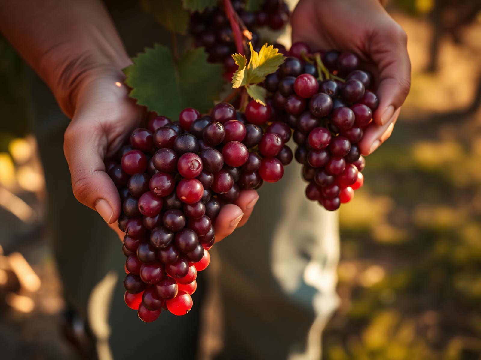 Harvesting grapes in an Italian vineyard